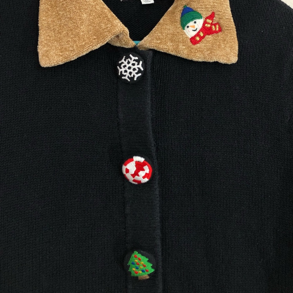 Mercer Street Size Petite Medium Long Sleeve Kitsch Cardigan Christmas Sweater - Picture 2 of 5
